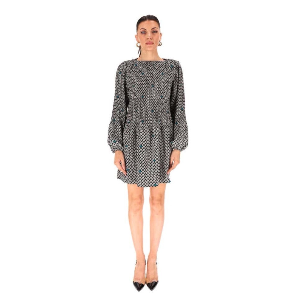 MAJE Rockine Pleated Abstract Multicolored Print Dress